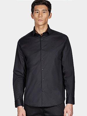 Camisa Aramis Manga Longa Regular Stretch Liso Preto