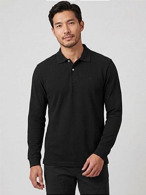 Polo Piquet Aramis Manga Longa Preto