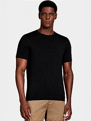 Camiseta Tricot Aramis Mini Grid Preto