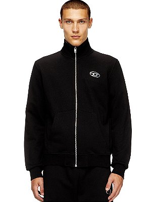 Moletom Diesel Zip-up Sweatshirt With Metallic Logo Preto