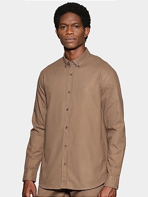 Camisa Aramis Manga Longa Slim Oxford Planalto Button Down Café