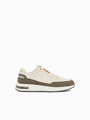 Tênis Armani Exchange Sneaker Ax Maxi Logo Off White e Laranja