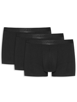 Kit 3 Cuecas Aramis Neo Boxer Cotton Preto