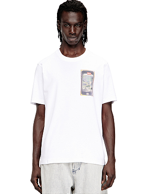T-Shirt Diesel With Digital Print Regular Cotton Branco