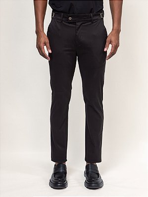 Calça Alfaiataria de Sarja com Regulador Lateral Ville de France Preto
