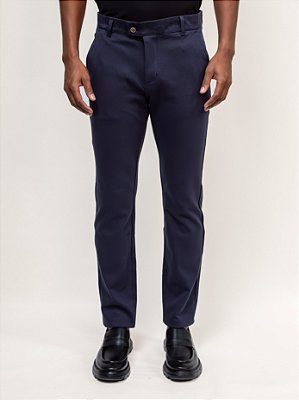 Calça Alfaiataria de Malha Slim Ville de France Marinho