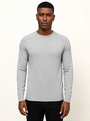 Suéter Gola Careca Manga Raglan Ville de France Cinza