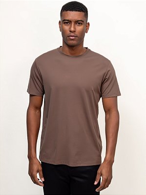 Camiseta Básica Slim Ville de France Marrom Escuro