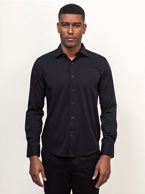 Camisa Ville de France Bambu Manga Longa Slim Premium Preto