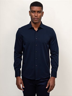 Camisa Ville de France Bambu Manga Longa Slim Premium Marinho