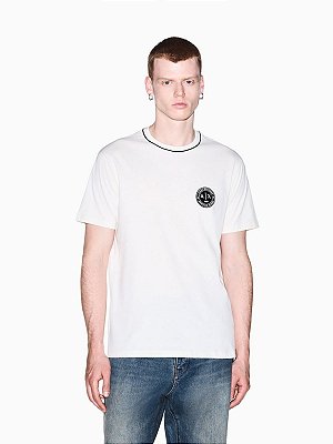 Camiseta Armani Exchange de Corte Regular em Malha de Algodão Branco