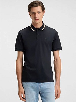 Polo Boss Penrose Slim em Algodão com Colarinho ás Riscas Dark Blue