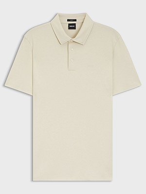 Polo Boss Slim Fit em Algodão Orgânico com Logo Open White