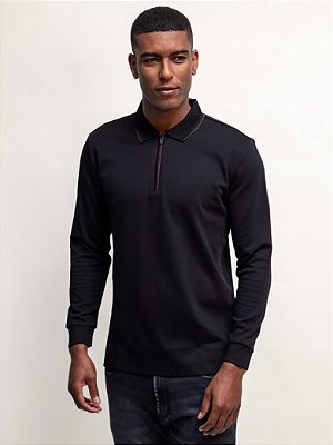 Polo Manga Longa com Zíper Ville de France Preto