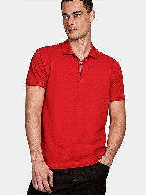 Polo Piquet Zíper Aramis Vermelho
