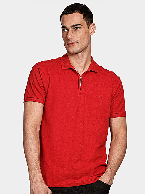 Polo Piquet Zíper Aramis Vermelho
