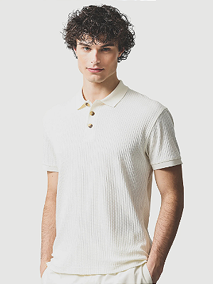 Polo Aramis Malha Textura Off White