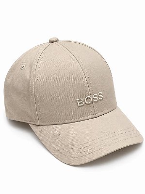 Boné Boss em Sarja de Algodão com Logótipo Bordado Dark Beige
