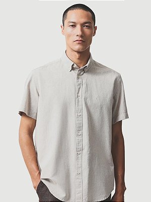 Camisa Aramis Manga Curta Slim Oxford Planalto Button Down Natural