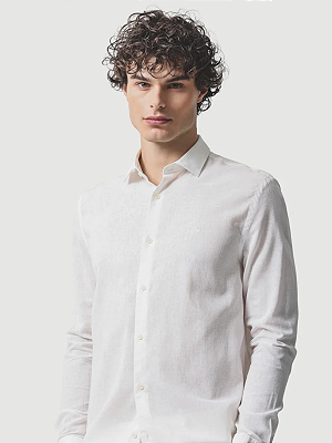 Camisa Aramis Manga Longa Linho Algodão Surat Branco