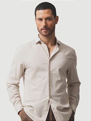 Camisa Aramis Manga Longa Slim Flame Bosco Areia