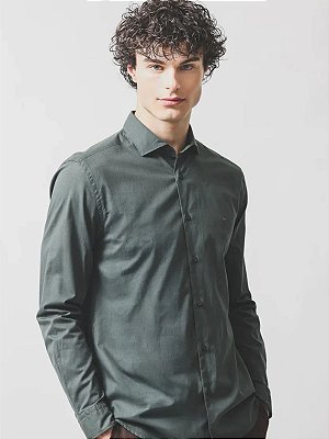 Camisa Aramis Manga Longa Slim Flame Bosco Verde Gris