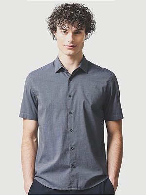 Camisa Aramis Manga Curta Slim Fil a Fil Antilia Marinho