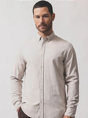 Camisa Aramis Manga Longa Slim Oxford Planalto Button Down Natural