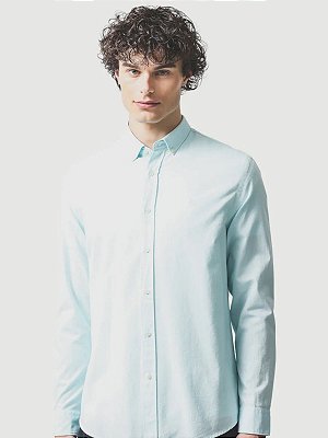 Camisa Aramis Manga Longa Slim Oxford Planalto Button Down Azul Piscina