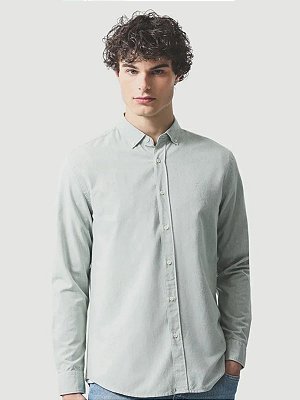 Camisa Aramis Manga Longa Slim Oxford Planalto Button Down Verde Claro