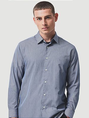 Camisa Aramis Manga Longa Slim Algodão 50 Listrada Marinho/Branco