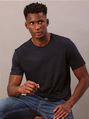 Camiseta Calvin klein Gola Careca Solid Liquid Marinho