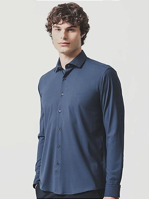 Camisa Aramis Manga Longa Slim Poliviscose de Bambu Com Stretch Marinho
