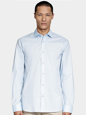 Camisa Aramis Manga Longa Slim Algodão Willis Azul Celeste