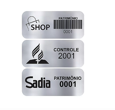 Etiqueta de controle patrimonial 50x20mm Poliéster Personalizado