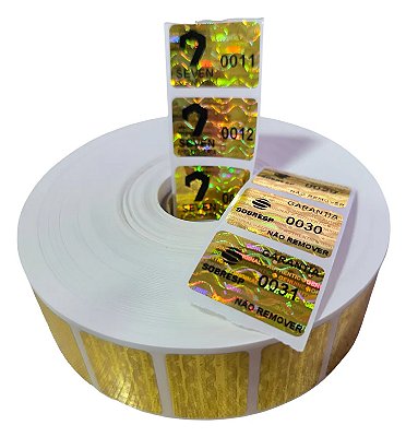Selo Holográfico PERSONALIZADO Dourado 30x20mm