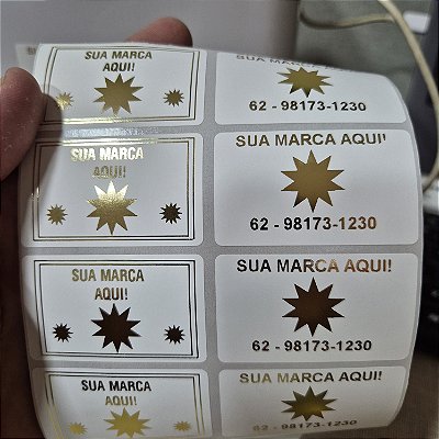 Etiqueta 50x30mm Personalizado com impressão Dourado ou Prata