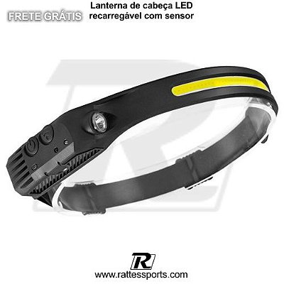 Lanterna de cabeça em LED Recarregável com sensor