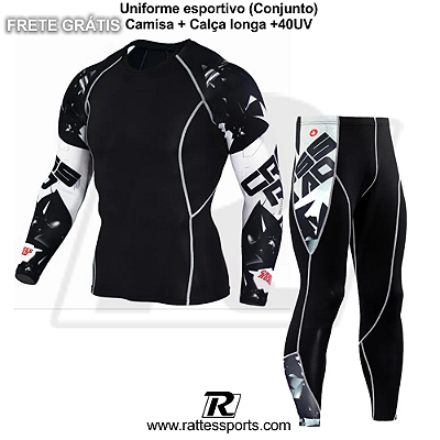 Camisa + Calça Esportiva longa Poliéster/spandex UV+ Protection (Cores)