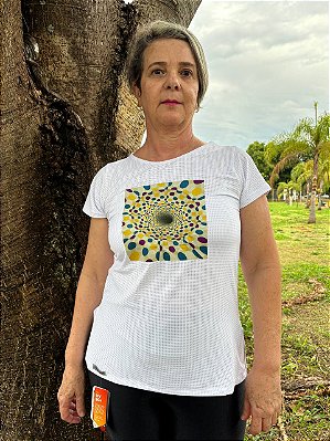 Blusa estampada maior nas costas em poliamida com elastano