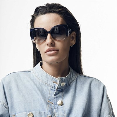 OCULOS DE SOL REDONDO GRANDE AZUL E ROSE DREGADÊ - MODELO AMELIA