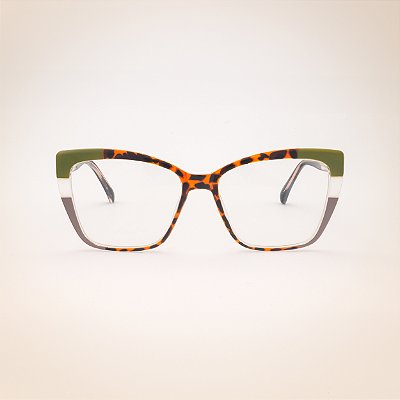 ARMAÇÃO DE GRAU EM NYLON RETANGULAR GATINHO VERDE/TARTARUGA/NUDE