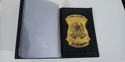 Carteira Porta Funcional em couro com brasão ( metal ) personalizada - JUIZ DE DIREITO
