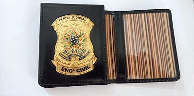 Carteira em couro com brasão Personalizada - PERITA JUDICIAL ENGENHEIRA CIVIL