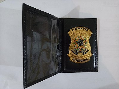 Carteira em couro com brasão PERITO JUDICIAL