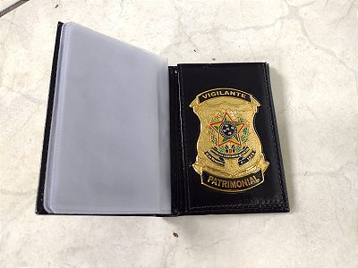 Carteira em couro com brasão VIGILANTE PATRIMONIAL