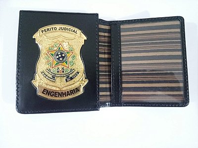 Carteira em couro com brasão Personalizada - PERITO JUDICIAL ENGENHARIA