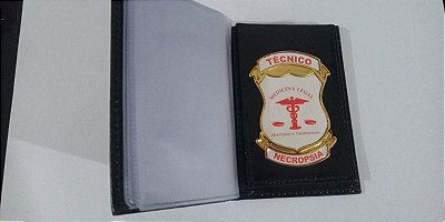 Carteira em couro com brasão - TÉCNICO NECROPSIA