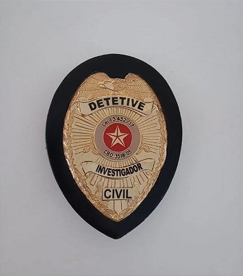 Distintivo  / Bolachão em Couro com Brasão - Detetive Investigador Civil