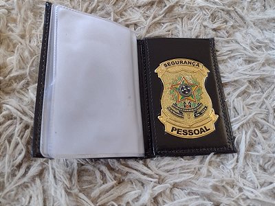 Carteira / Porta Funcional  em couro com brasão  - Segurança Pessoal